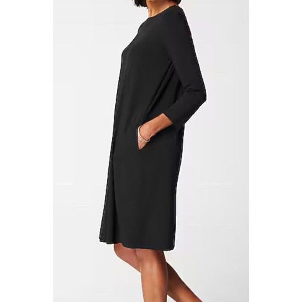 J. Jill Wearever Collection Black Knit A-Line Dress Size Small Pockets Lagenlook - Picture 8 of 8